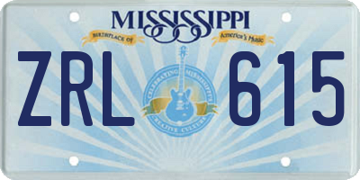 MS license plate ZRL615