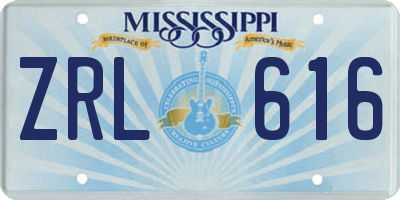 MS license plate ZRL616