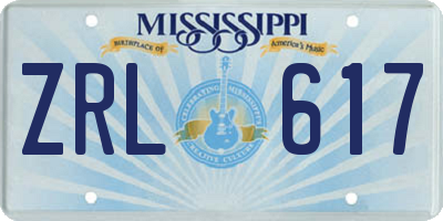 MS license plate ZRL617