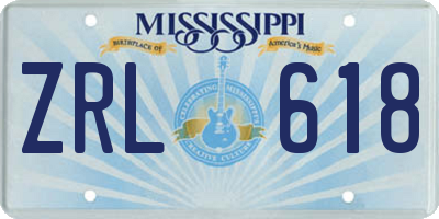 MS license plate ZRL618