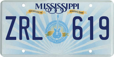 MS license plate ZRL619