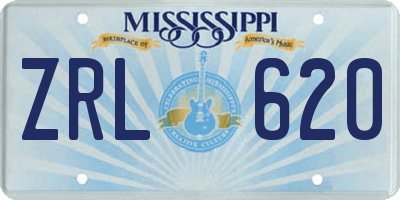 MS license plate ZRL620