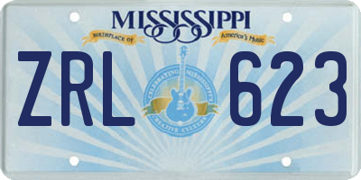 MS license plate ZRL623