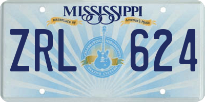MS license plate ZRL624