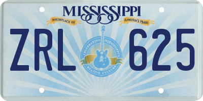MS license plate ZRL625