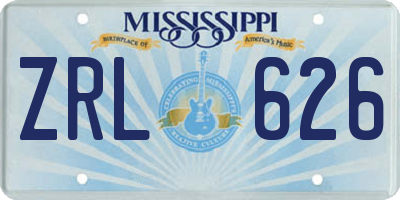 MS license plate ZRL626