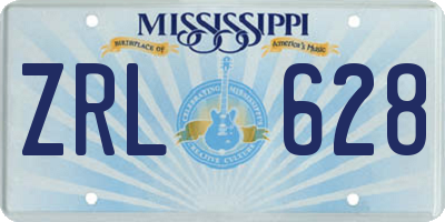 MS license plate ZRL628