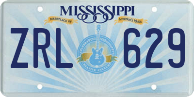 MS license plate ZRL629