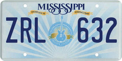 MS license plate ZRL632