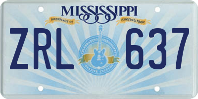 MS license plate ZRL637