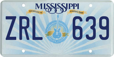 MS license plate ZRL639