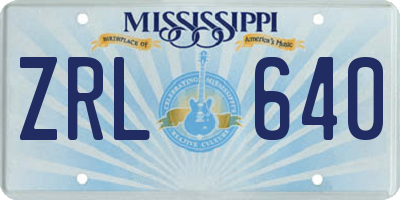 MS license plate ZRL640