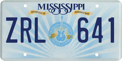 MS license plate ZRL641