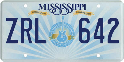 MS license plate ZRL642