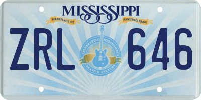 MS license plate ZRL646
