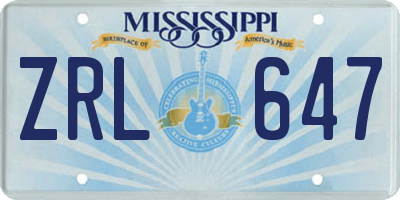 MS license plate ZRL647
