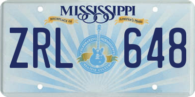 MS license plate ZRL648