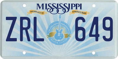 MS license plate ZRL649