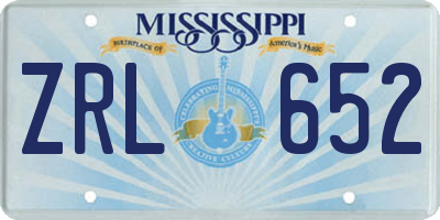 MS license plate ZRL652