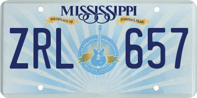 MS license plate ZRL657