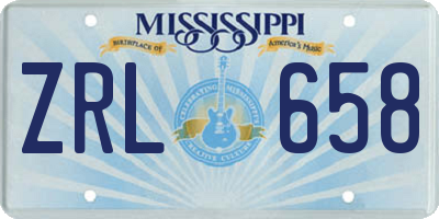 MS license plate ZRL658