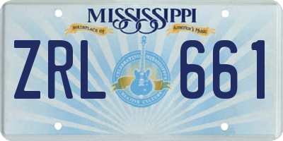 MS license plate ZRL661