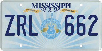 MS license plate ZRL662