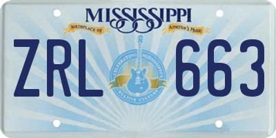 MS license plate ZRL663