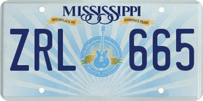 MS license plate ZRL665