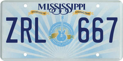 MS license plate ZRL667