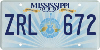 MS license plate ZRL672