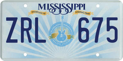 MS license plate ZRL675