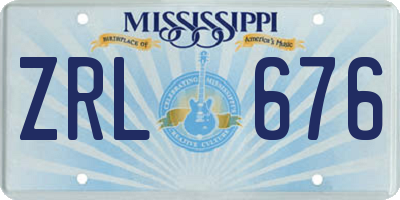 MS license plate ZRL676