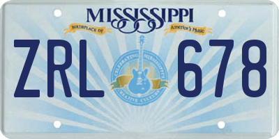 MS license plate ZRL678