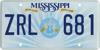 MS license plate ZRL681