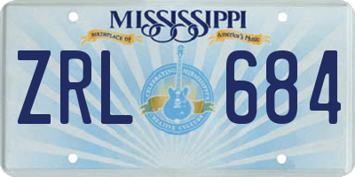 MS license plate ZRL684