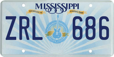 MS license plate ZRL686