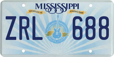MS license plate ZRL688