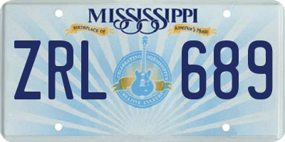 MS license plate ZRL689