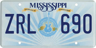 MS license plate ZRL690