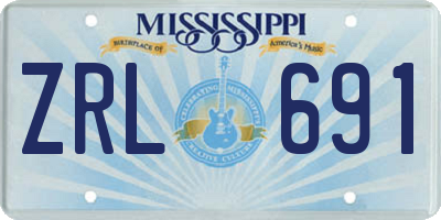 MS license plate ZRL691