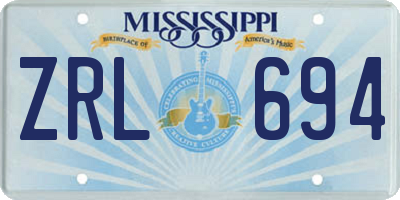 MS license plate ZRL694