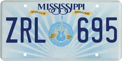 MS license plate ZRL695