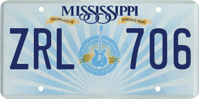 MS license plate ZRL706