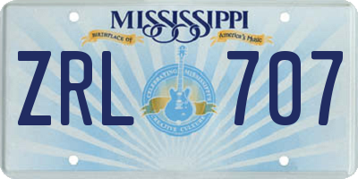 MS license plate ZRL707