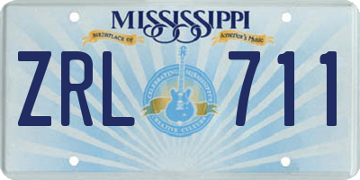 MS license plate ZRL711