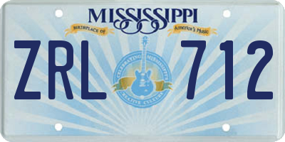 MS license plate ZRL712