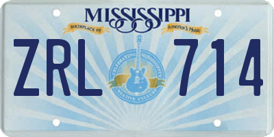 MS license plate ZRL714