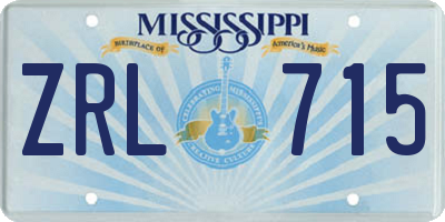 MS license plate ZRL715