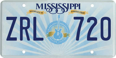 MS license plate ZRL720